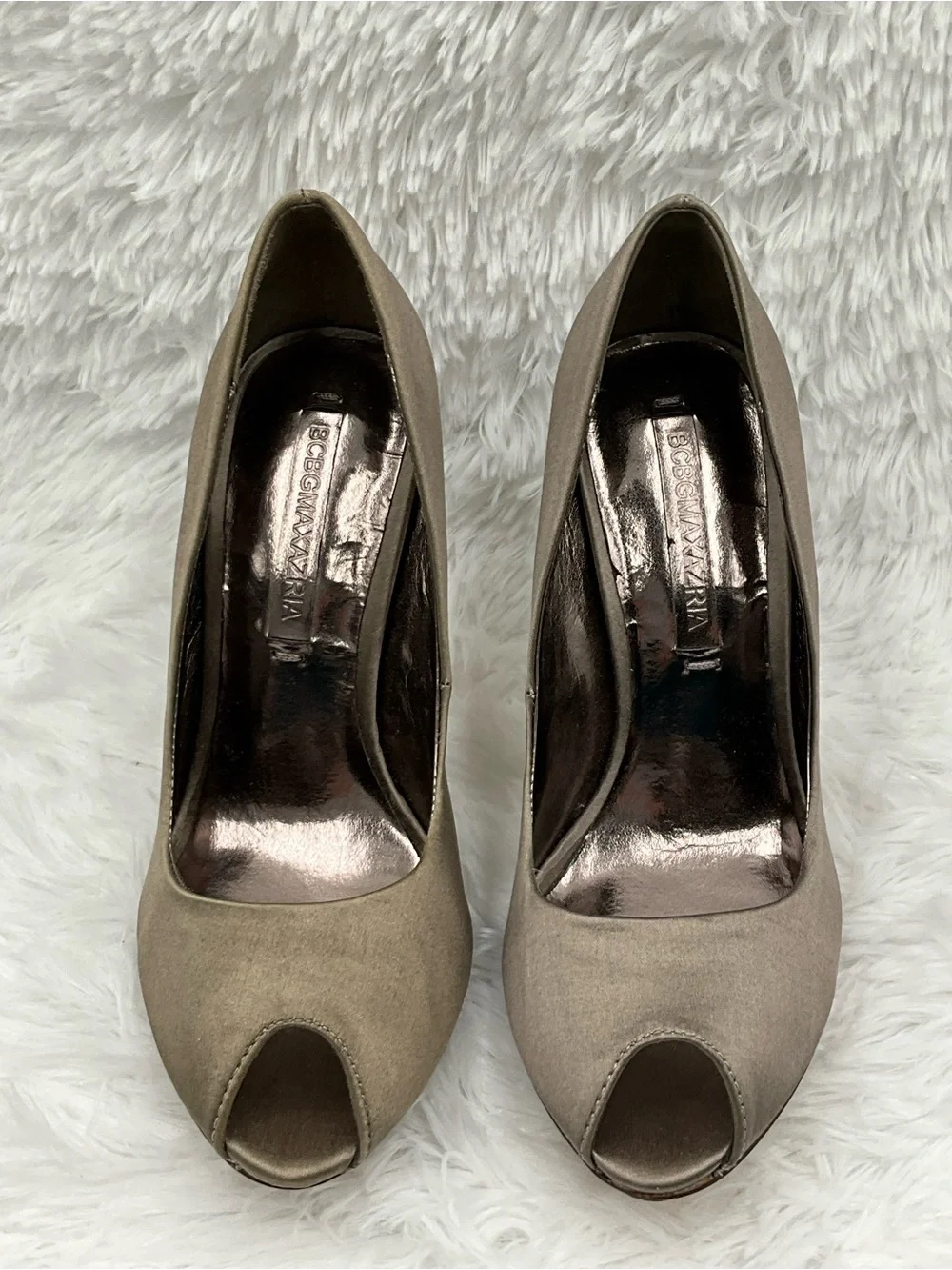 BCBGMaxAzria Stilettos Size 5.5 Taupe Peep-Toe Stilettos